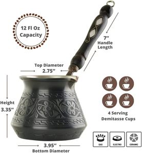 Cafetière turque ronde avec long manche, design traditionnel pour outils à café et à thé - Product Image 2