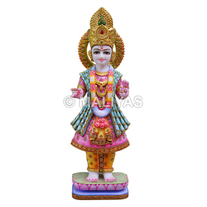 Statue de Swaminarayan en marbre |   Murti Swaminarayan Bhagwan artisanal de qualité supérieure – Maliyas - Product Image 1