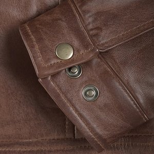 Nouvelle veste marron personnalisée avec logo pour hommes, vestes en cuir vintage pour hommes, vestes de haute qualité, veste d'hiver streetwear - Product Image 5