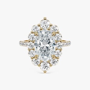 Anillo de Compromiso Roy Diamond de Oro Amarillo de 14K con Diamante Ovalado de 3.5 GM y 4 Quilates con Corte Brillante, Halo y Engaste de Garras para Mujer - Product Image 4