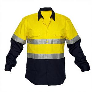 Camiseta polo de seguridad de manga corta de alta visibilidad con cinta reflectante, ropa de trabajo de secado rápido, camisa polo bicolor con bolsillo. - Product Image 1