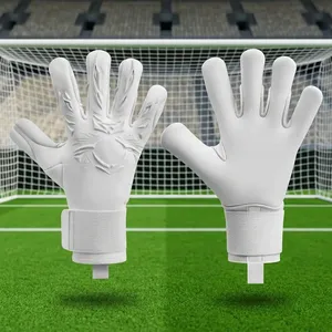 Unisex Full <b>Finger</b> PU Goalkeeper Gloves White Non Slip Palm Adjustable Wrist <b>Strap</b> Breathable Sports - Product Image 4