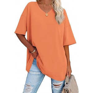 เสื้อยืดคอกว้างทรงโอเวอร์ไซส์ แขนสั้น สีพื้น ผ้าเจอร์ซีย์คอตตอนทรงหลวม สไตล์ลำลองสำหรับผู้ชาย ความยาวยาวพิเศษ แบบย้อมสีเรียบ - Product Image 4
