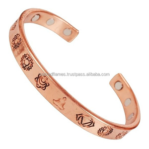 Pulsera Magnética de Cobre Puro con 7 Chakras Grabados, Brazalete para Alivio del Dolor de Artritis, Joyería Curativa al por Mayor - Product Image 5