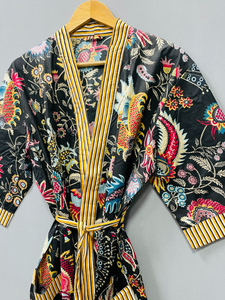 Robe Kimono de Luxe en Coton, Peignoir de Mariage pour Demoiselle d'Honneur, Imprimé Bloc, Hiver/Été, Vêtement de Nuit, Peignoir de Bain, Tenue de Plage, Cadeaux pour Femmes et Hommes - Product Image 4