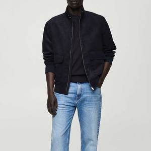 Nueva llegada, entrega rápida, precio con descuento, chaqueta de cuero de gamuza para hombre, cuello alto, con cremallera, ropa de invierno, chaqueta de gamuza - Product Image 2