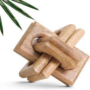 Cadena de Eslabones de Madera, Objeto Decorativo para Mesa de Centro y Estante |   Escultura de Nudos de Madera de Mango Hecha a Mano, Decoración Rústica Moderna con Forma de Arco para - Product Image 1