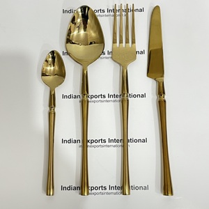 Ensemble de couverts de luxe en acier inoxydable |   Kit de couverts : cuillère, fourchette, couteau, baguettes |   Lave-vaisselle portable léger et compatible lave-vaisselle - Product Image 4