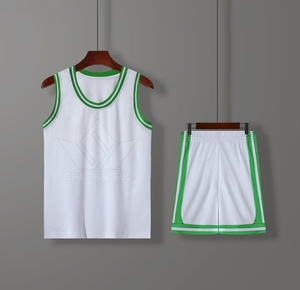 Ensemble de maillots de basket-ball unisexe, blanc et vert, sans manches, en polyester anti-humidité, uniformes pour toutes les saisons, vêtements de sport pour adultes - Product Image 3