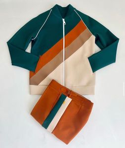 Conjunto Deportivo Unisex de Manga Larga con Cierre Frontal, Diseño a Rayas, Transpirable, de Poliéster, Corte Regular para Otoño - Product Image 5
