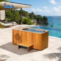Luxuriöse ovale Smart-WiFi-Kaltwasserwanne aus rotem Zedernholz mit 1-PS-Kühler für tropische Küstenresorts – DDP-fertig