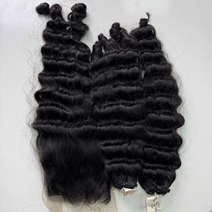 Extensiones de cabello Remy de alta calidad al por mayor 100% cabello vietnamita negro natural con extremos doblemente dibujados para tejer - Product Image 1