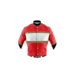 Uniforme de baseball personnalisé pour hommes, maillot rouge et blanc avec manches noires, polyester respirant, vêtements d'équipe pour adultes - Product Image 4