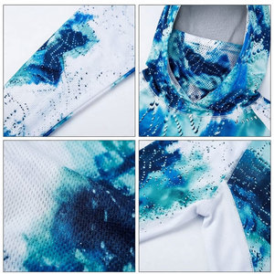 Sudadera con Capucha para Pesca, Manga Larga, Protección UV UPF 50, Camisa Deportiva para Hombre con Diseño Estampado Azul y Blanco - Product Image 6