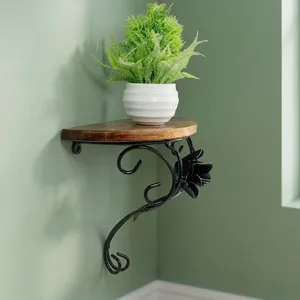 Support mural en métal pour plantes, noir, décoratif, étagère pour pots de fleurs d'intérieur et d'extérieur, balcon, jardin - Product Image 6