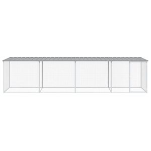 Jaula para Pollos de Acero Galvanizado Gris Claro con Techo, 158.7"x38.6"x35.4" para Mascotas - Product Image 3