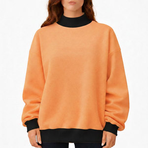 Sweat-shirt à col montant bicolore surdimensionné à manches longues pour femme, imprimé avec logo personnalisé, fabriqué par un fabricant professionnel - Product Image 6