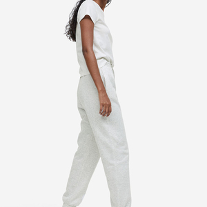 Pantalon de survêtement bleu foncé ample en tissu jersey doux 65% coton 35% polyester avec poignets côtelés - Product Image 2