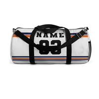 Sac de sport blanc personnalisé avec rayures bleues et oranges, numéro, équipement de voyage, nylon, capacité 30-40L, pour joueurs et entraîneur