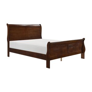 Letto Matrimoniale in Stile Luigi Filippo, Design Tradizionale, Finitura Marrone Ciliegio, Arredamento Camera da Letto Classico, 1 Pezzo, Letto a Slitta in Legno - Product Image 2