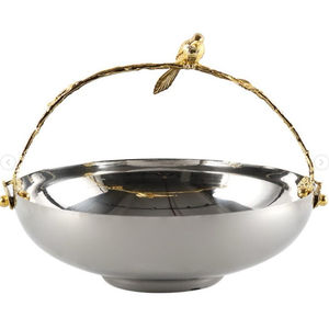 Bol de service en acier inoxydable écologique avec poignée dorée, design classique, pour mariage, fête, service alimentaire, accessoire décoratif durable - Product Image 4