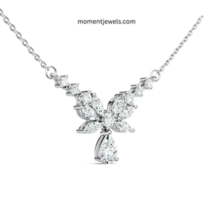Collier Pendentif en Argent Sterling 925 avec Moissanite Coupe Poire Sertie Griffe, Chaîne à Maillons, Bijou Floral de Mariage pour Femme, Idéal Cadeau - Product Image 3