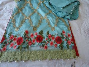 2021 modelo azul cielo bonito Color nuevo seda paquistaní Salwar Kameez Venta caliente muy hermoso brillante buen aspecto traje de césped - Product Image 3