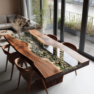 Tablero de Mesa Rectangular de Resina Epoxi Ecológica Hecho a Mano de Lujo |   Mesa de Comedor Moderna de Resina y Madera para el Hogar, Hotel o Diwali - Product Image 2