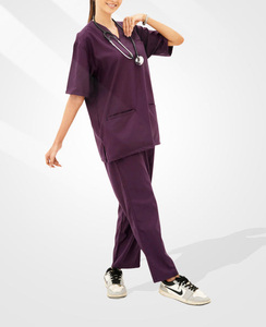 Conjunto de Tres Piezas de Uniformes Médicos Elásticos Negros y Elegantes para Enfermería, Uniformes de Hospital Unisex con Spandex de Hi - Product Image 2