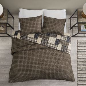 3 pezzi trapunta reversibile con stampa nera/marrone per biancheria da letto King/Cal King - Product Image 3
