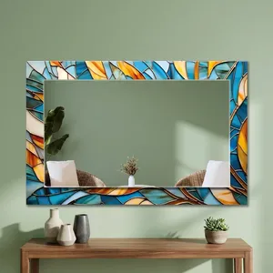 Espejo Rectangular de Lujo con Mosaico Azul Turquesa y Marco Artístico con Incrustaciones Amarillas Ámbar, Espejo Decorativo Moderno - Product Image 6