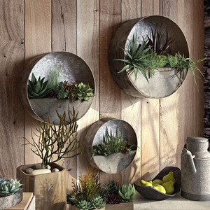 Jardinière murale minimaliste en béton, support circulaire pour plantes succulentes, pot suspendu idéal pour la décoration intérieure et extérieure, provenant d'Inde - Product Image 5