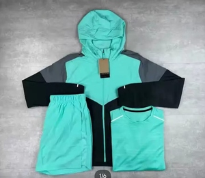 New Stylish Unisex Lightweight Windbreaker <b>Jacket</b> With Drawstring Hooded Autumn Windproof 3pcs Windbreaker Set Streetwear - Product Image 1