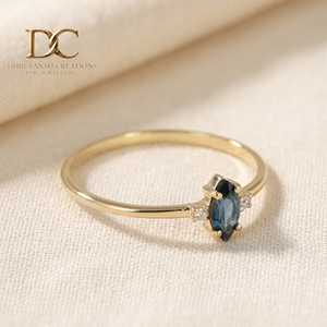 Anillo de Oro Sólido de 14 Quilates con Diseño Elegante, Estilo Étnico, Certificado por IGI, con Diamante Cultivado en Laboratorio y Topacio Azul de Londres, Joyería para Mujer - Product Image 6
