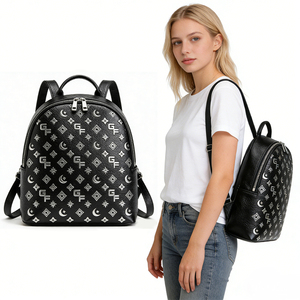 OEM Custom Women's Waterproof Embossed PU Leather Genuine Leather <b>Backpack</b> High Quality Luxury Bag Zipper Waterproof Factory - Product Image 1