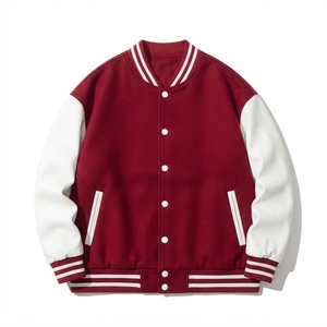 <b>Men's</b> Vintage Style Varsity Bomber <b>Jacket</b> Contrast Sleeve Ribbed Collar Cuffs Hem Casual Fashion Outerwear Waterproof Windproof - Product Image 1