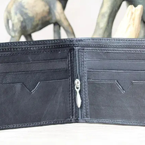 Vintage Top Quality Cowhide Genuine Leather Handmade Rfid Blocking Slim <b>Wallet</b> Small Zipper <b>Card</b> <b>Holder</b> Black <b>Wallets</b> For Mens - Product Image 2