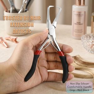 Kit d'outils pour extensions de cheveux TEEJAY en acier inoxydable noir mat, pinces, micro-anneaux, aiguilles à boucle, clips à maintien fort - Product Image 3