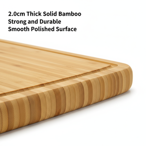 Planche à découper rectangulaire en bambou durable, épaisseur 2,0 cm, écologique, antibactérienne, robuste - Product Image 5
