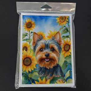 Yorkshire Terrier in Sunflowers Whimsical A7 Tarjetas de felicitación en blanco Paquete de 8 con sobres 5x7 Tamaño de nota - Product Image 3