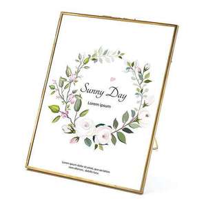 Cadre photo rectangulaire en métal doré avec verre flottant, affichage horizontal, pour la maison, le salon, cadeau de mariage, support de cadre photo - Product Image 5