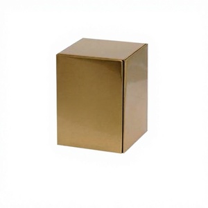 โกศทรงลูกบาศก์ทองเหลืองสำหรับใส่เถ้ากระดูกมนุษย์ พร้อมถุงกำมะหยี่ฟรี - Product Image 1