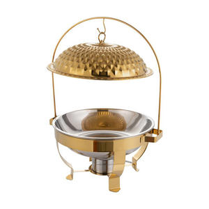 Calentador de Comida Premium de Acero Inoxidable Chapado en Oro, con Ventana de Vidrio, para Buffet, Funciona con Combustible, para Hotel - Product Image 1