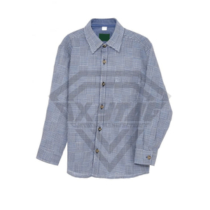 Camisa de vestir premium con cuello alto, estilo bávaro alemán, con estampado a cuadros, manga larga, de algodón, para hombre, ideal para el Oktoberfest alpino. - Product Image 1