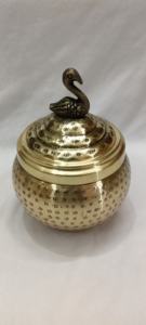 Handcrafted Brass Storage Bowl with Swan <b>Lid</b> Handle <b>Decorative</b> Metal Organizer Jar - Product Image 4