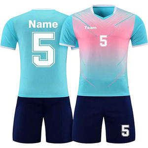 ชุดเสื้อฟุตบอลไล่เฉดสีชมพูแบบกำหนดเอง แขนสั้น พิมพ์ลายด้วยความร้อน ชื่อ เบอร์ หมายเลข ชุดทีม สำหรับผู้ใหญ่ แบบยูนิเซ็กซ์ ระบายเหงื่อได้ดี - Product Image 3