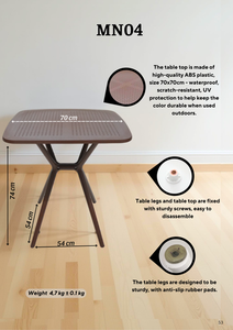 Brown Colored Square Molded <b>Plastic</b> <b>Table</b> with X <b>Table</b> Leg - A Compact, waterproof Outdoor <b>Plastic</b> <b>Table</b> for an Garden Evening - Product Image 2