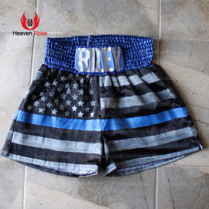Custom Muay Thai Boxing Shorts Sublimated Satin Fight Shorts Personalized <b>Name</b> Elastic Waist Kickboxing Training Wholesale - Product Image 2