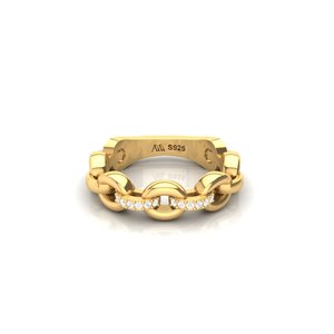 Anillo de Plata Sólida con Gema Curva, Bañado en Oro, con Micro Pavé, Anillo de Compromiso, Característica Distintiva, Aporte Espléndido - Product Image 6