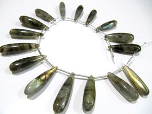 Perles lisses en forme de larme en labradorite naturelle, 1 pouce de long, brin de 8 pouces - Product Image 2